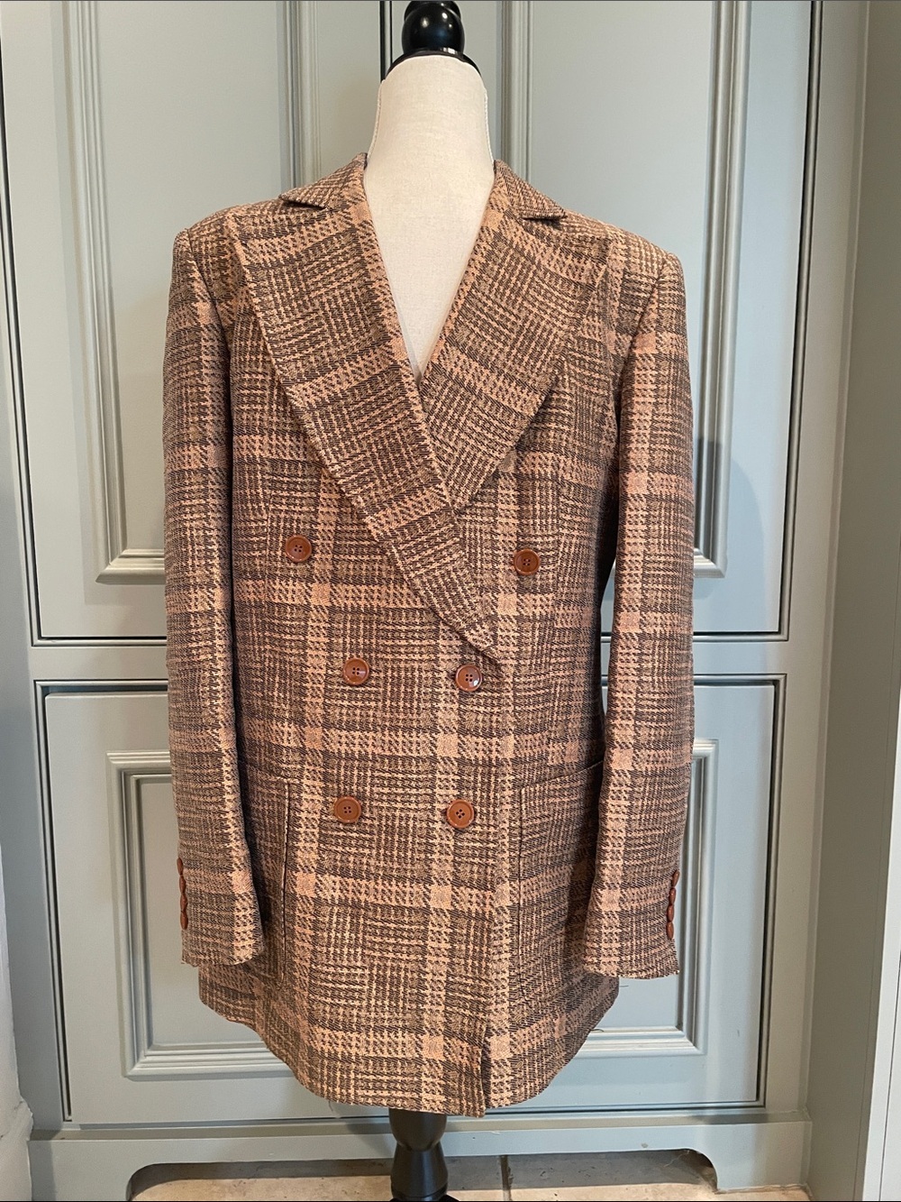 Dries Van Noten Legendary Belgian Designer Cotton Linen Blend Plaid Blazer